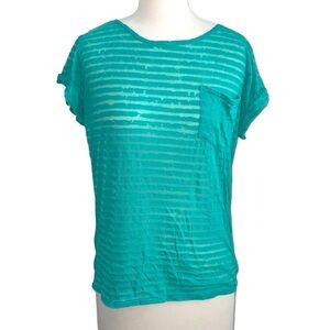 I LOVE H81 see through striped distressed beach coverup/shirt top in sz small